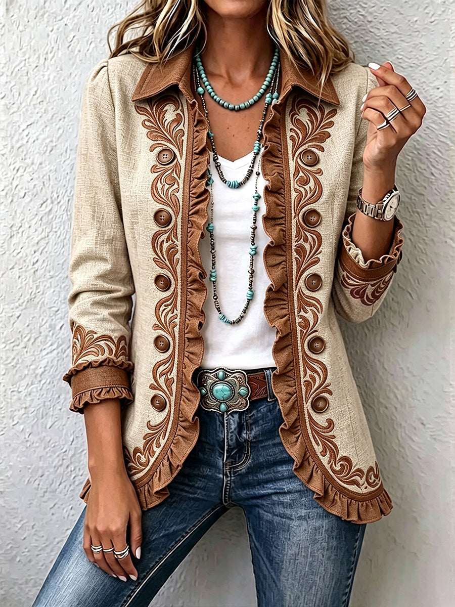 CAPUCINE | Chaqueta Floral Bordada con Volantes