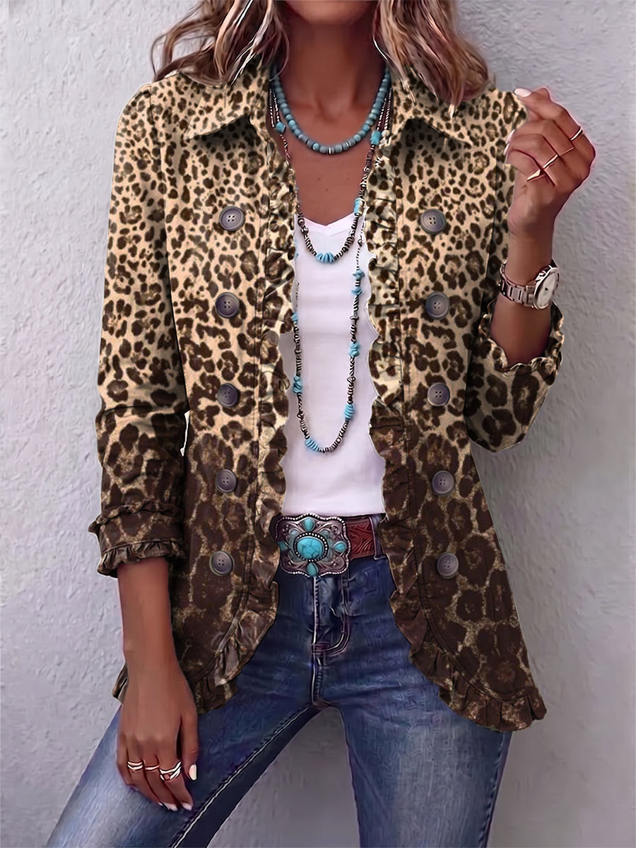 DOLORÈS | Chaqueta de estampado leopardo con volante