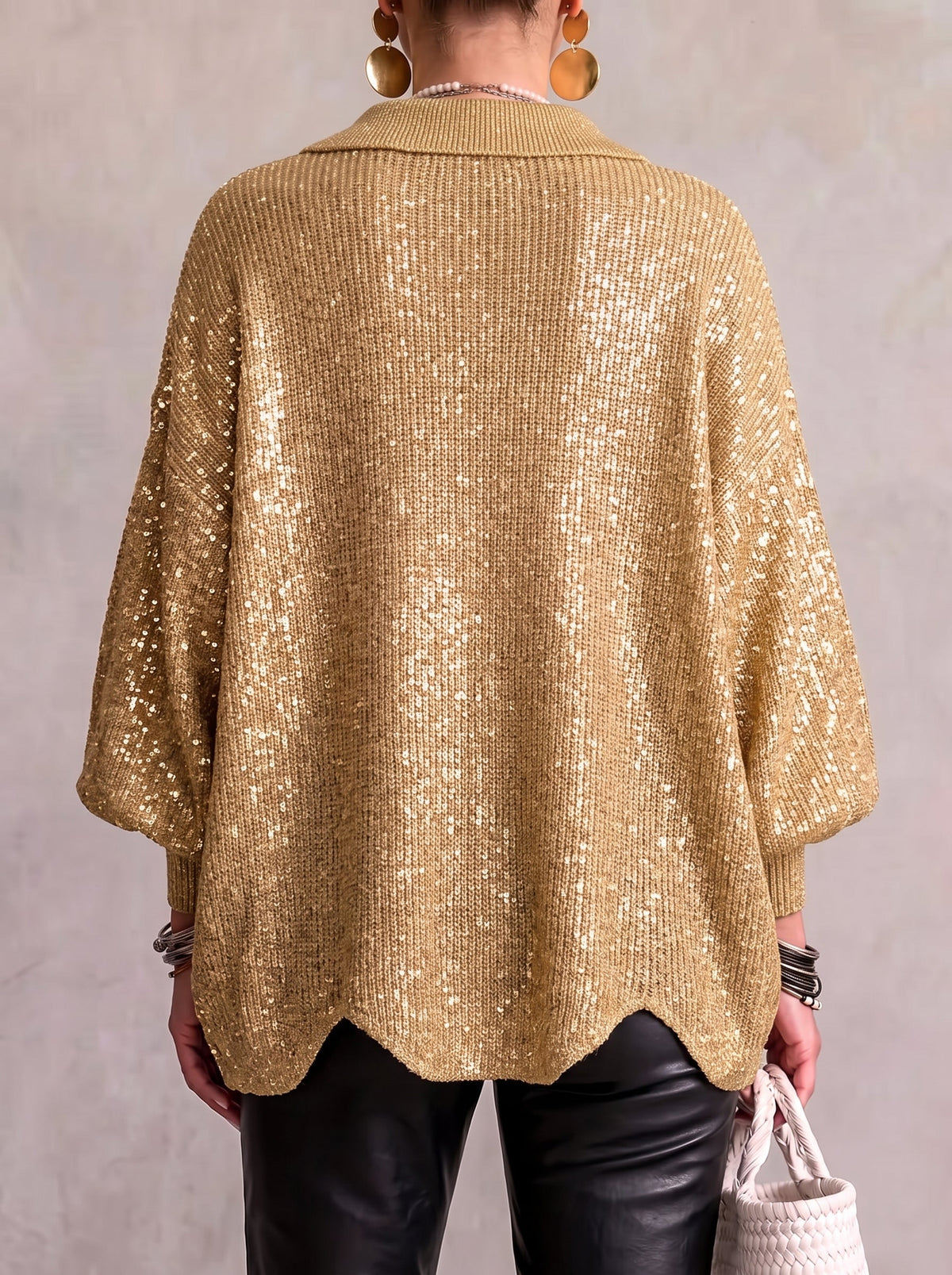 Valentine™ | Cardigan oversize à col avec gros boutons métalliques