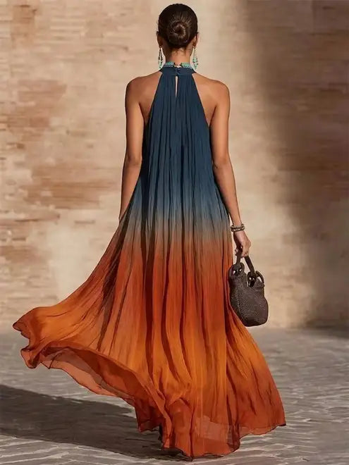 Paula | Vestido largo con cuello *halter* y escote en V