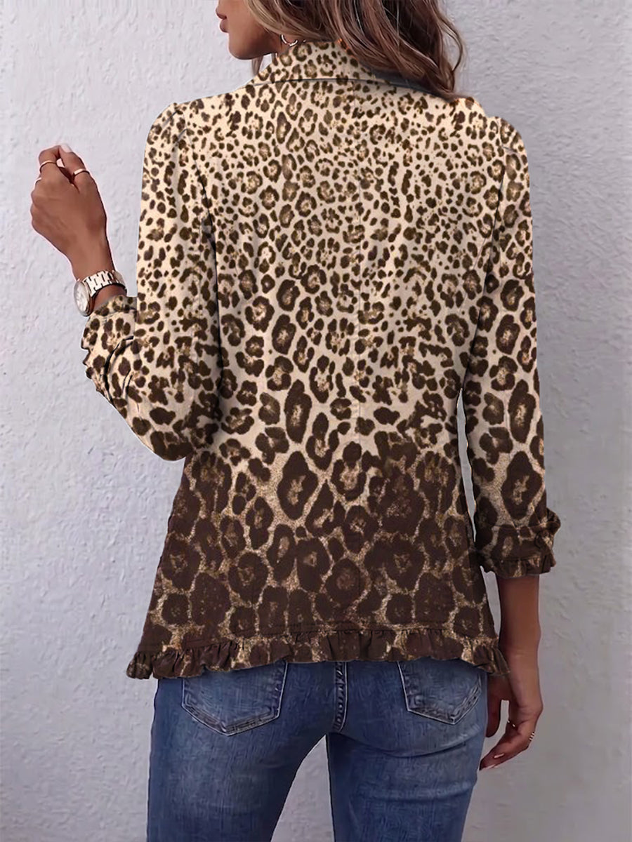 DOLORÈS | Chaqueta de estampado leopardo con volante