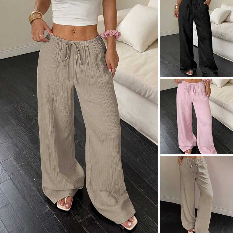 Pantalones lisos y versátiles de pierna ancha