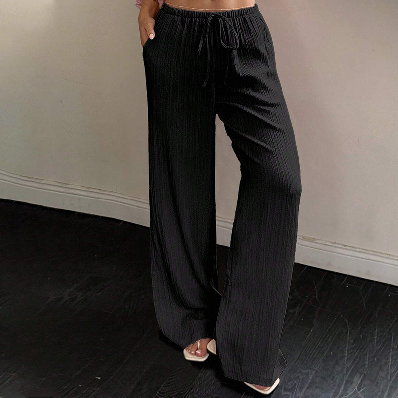 Pantalones lisos y versátiles de pierna ancha