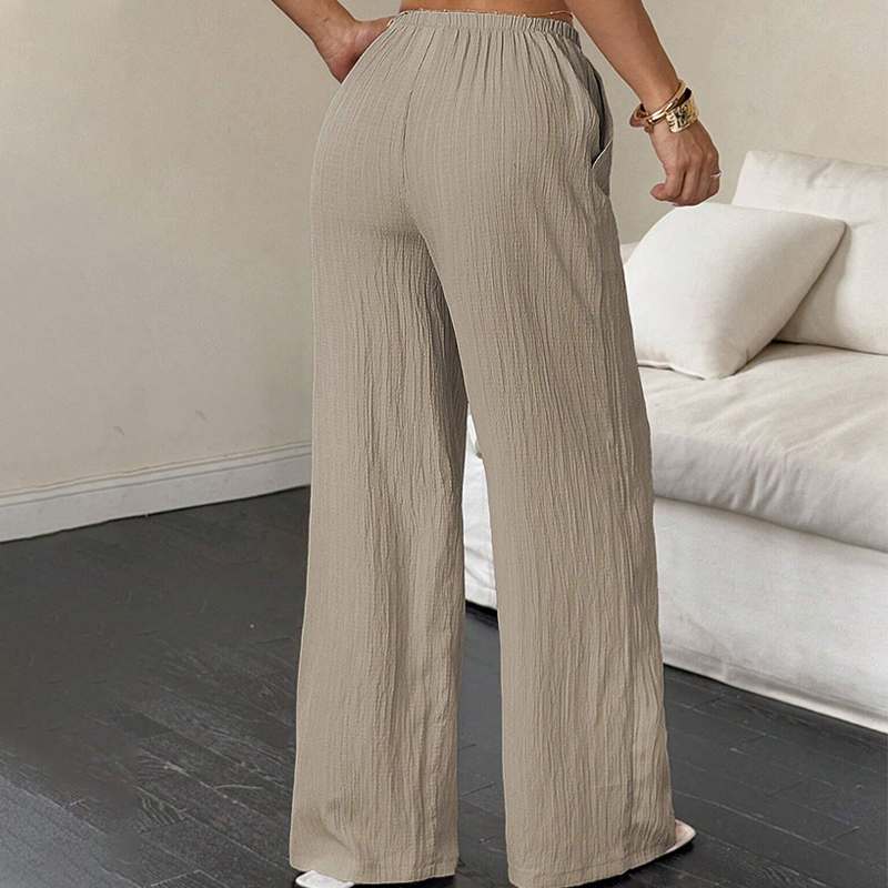 Pantalones lisos y versátiles de pierna ancha