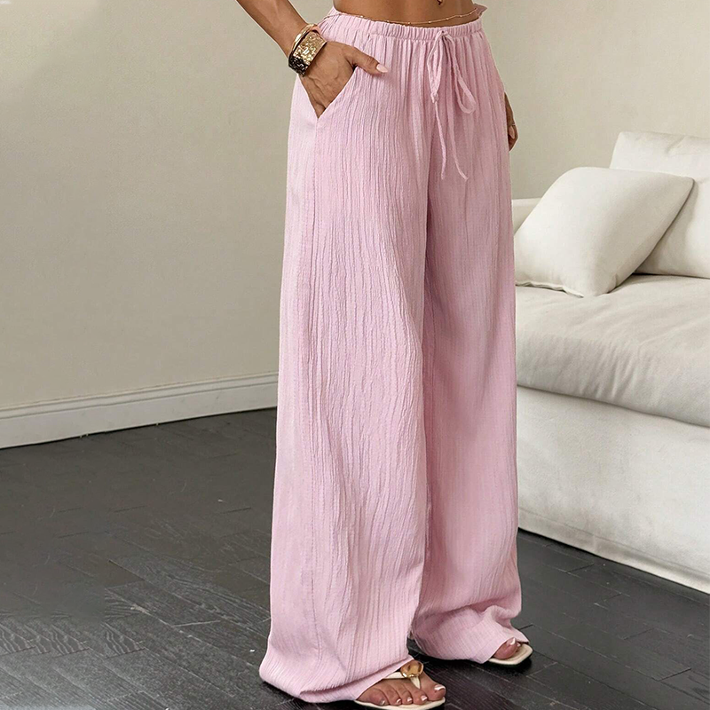 Pantalones lisos y versátiles de pierna ancha