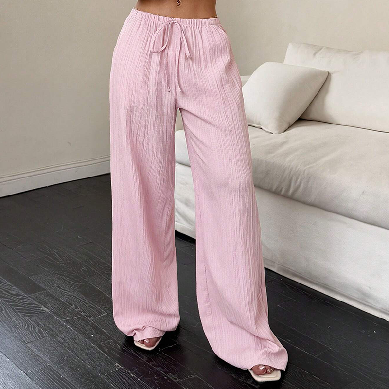 Pantalones lisos y versátiles de pierna ancha