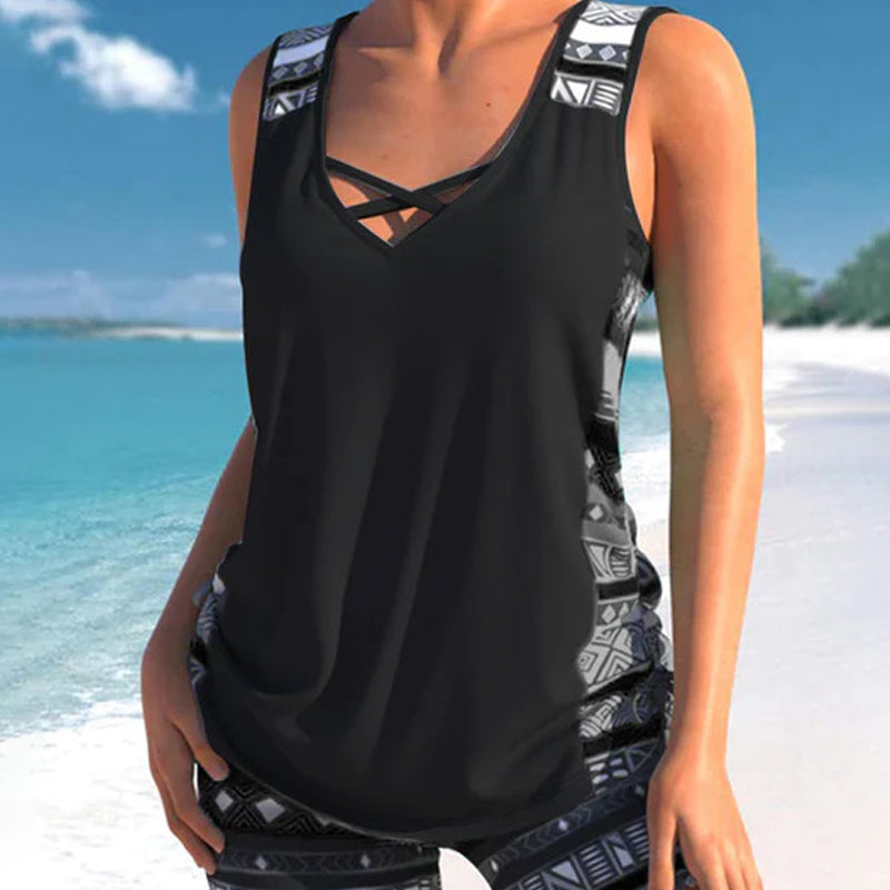 🏖️ Rebajas de verano 60% de descuento 🏝️🩱 Tankini de dos piezas: talle alto con top tipo bandeau, perfecto para la playa 👙