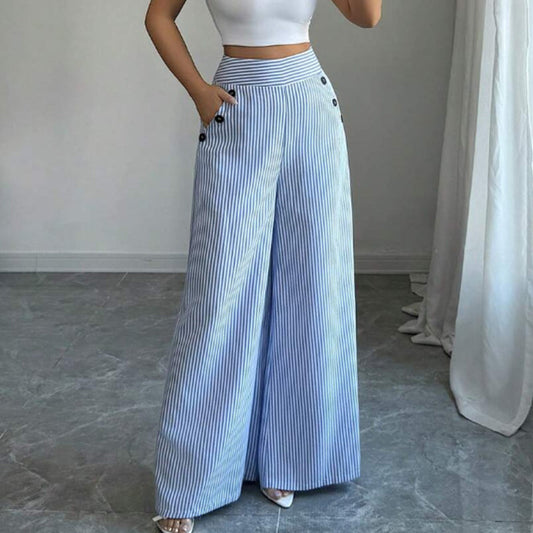 Pantalones de lino rayas azules y blancas