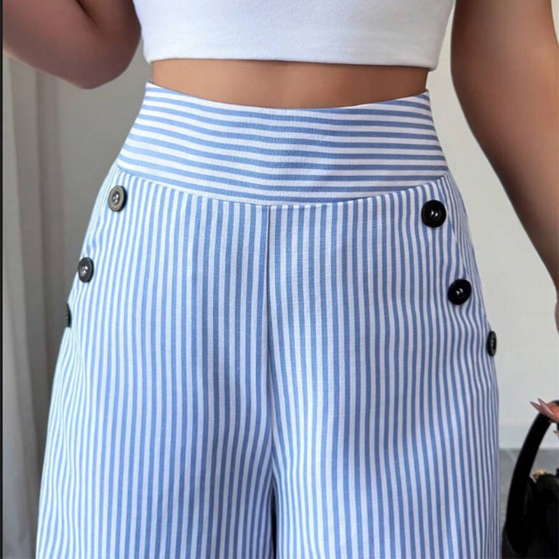 Pantalones de lino rayas azules y blancas