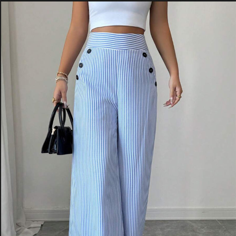 Pantalones de lino rayas azules y blancas