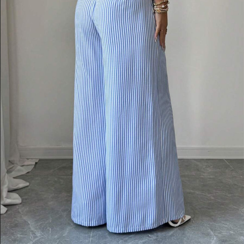 Pantalones de lino rayas azules y blancas