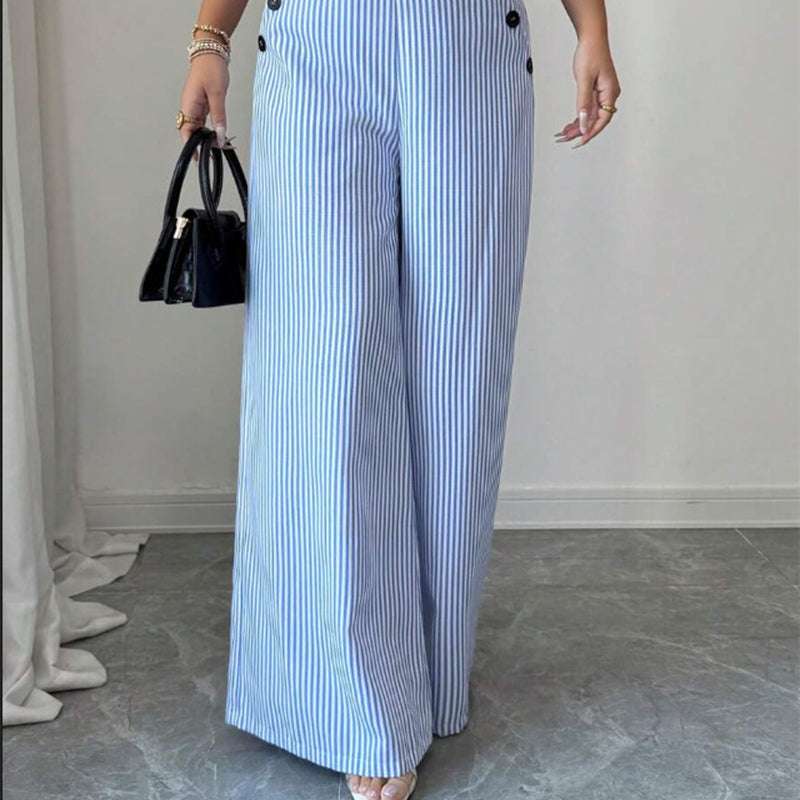 Pantalones de lino rayas azules y blancas