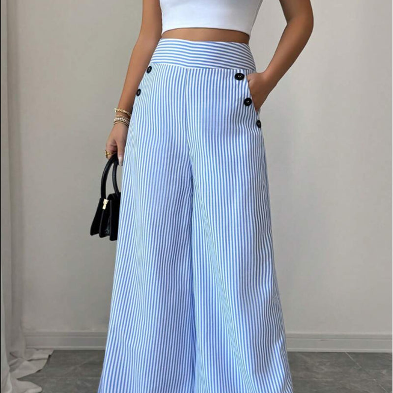 Pantalones de lino rayas azules y blancas