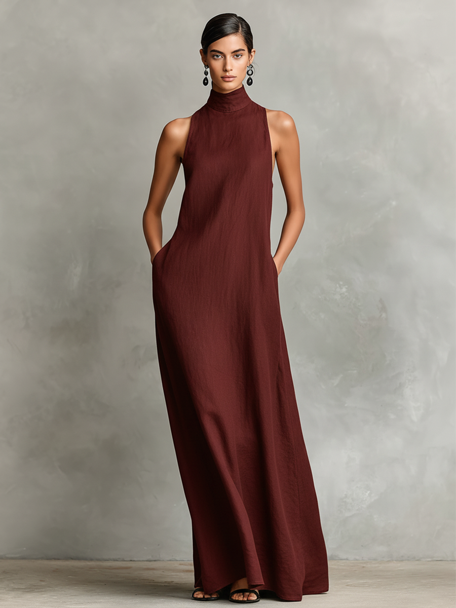 Nerina | Robe longue douce à col roulé
