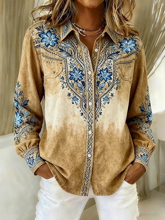 Solange | Blouse Vintage Western à Imprimé Floral